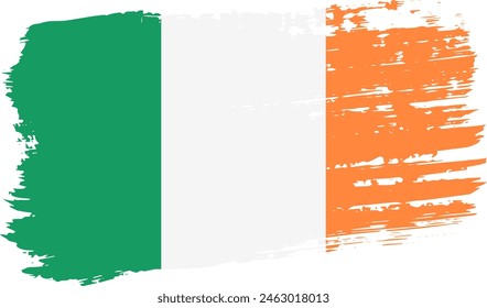 Bandera de Irlanda, pincelada ancha sobre fondo transparente, Vector.