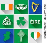 Ireland Flat Icon Set. Vector graphic flat icon images of landmarks and symbols representing the Republic of Ireland.