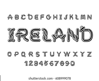 Ireland Font. National Celtic Alphabet. Traditional Irish Ornament Letter
