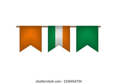 Ireland garland with bright flags. Carnaval and festival decor. Vector illustration.