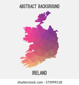 Ireland in geometric polygonal style.Abstract tessellation,modern design background. Vector illustration
