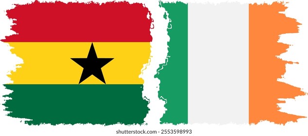 Ireland and Ghana grunge flags connection, vector