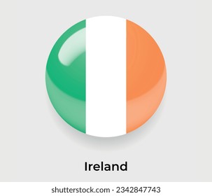 Irlanda lustroso bandera nacional burbuja forma redonda icono de ilustración vectorial vidrio