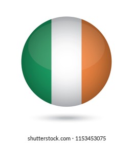 Ireland glossy round button. Vector Illustration EPS10.