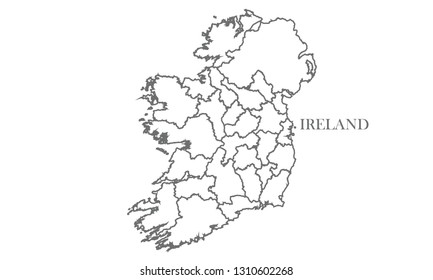 Ireland gray line map