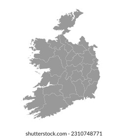 Ireland gray map with counties. Vector illustration.