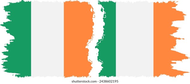Ireland and Ireland grunge flags connection, vector