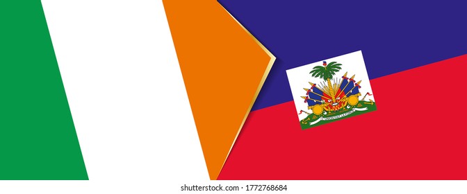 Banderas de Irlanda y Haití, dos banderas vectoriales símbolo de relación o enfrentamiento.
