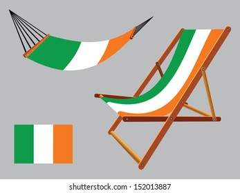 ireland hammock and deck chair set against gray background, abstract vector art illustration