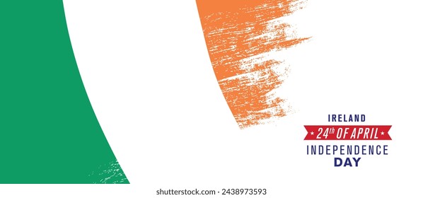 Ireland happy independence day greeting card, banner vector illustration. Irish national holiday 24th of April design element with distressed flag