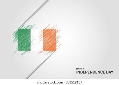 Ireland Happy independence day scribble flag. Hand drawn Country flag on Gray crumbled paper. vintage background wallpaper vector illustration.