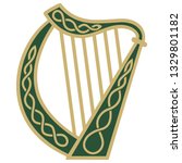 Ireland Harp musical instrument in vintage, retro style, illustration on the theme of St. Patricks day celebration, isolated on white, vector illustration