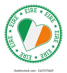 Ireland heart badge. Vector logo of Ireland with the name of the country in the English language. Artistic vector illustration.