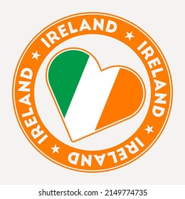 Ireland heart flag badge. From Ireland with love logo. Support the country flag stamp. Vector illustration.