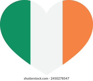 Bandera del corazón de Irlanda . Bandera irlandesa en forma de corazón . Irlanda símbolo de amor Vector . bandera de Irlanda