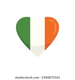 Ireland heart icon flat vector. Irish flag. Travel ireland sticker isolated