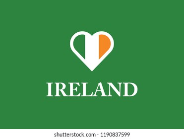 Ireland heart shape love symbol national flag country emblem