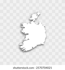 Ireland high detailed vector representation of country silhouette. White color on transparent background with dropped shadow. For educational, decorative, or informational use.