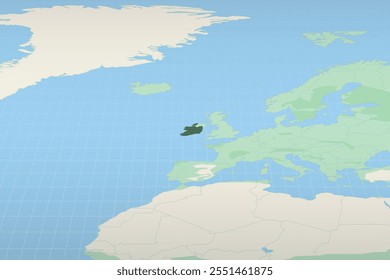 Irlanda se destaca en un mapa detallado, la ubicación geográfica de Irlanda. Mapa de Vector.