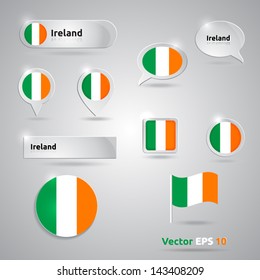 Ireland icon set of flags | green white blue template | Ireland