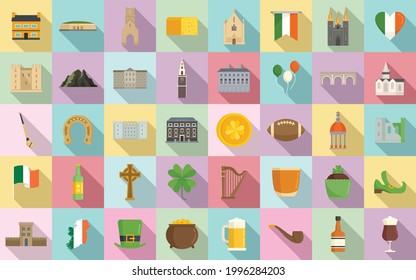 Ireland icons set. Flat set of Ireland vector icons for web design