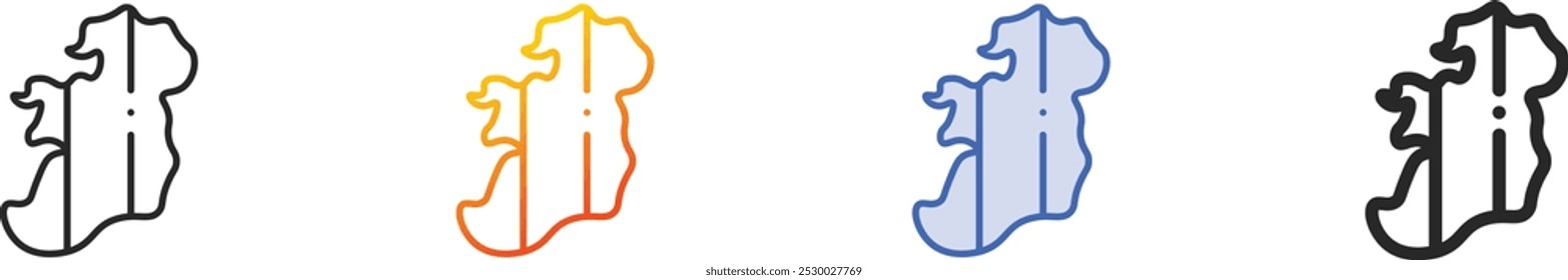 Icono de Irlanda. Diseño lineal delgado, degradado, trazo azul y estilo atrevido aislado sobre fondo blanco