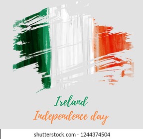 Ireland Independence day holiday background. Abstract grunge watercolored flag of Republic of Ireland. Template for national holiday background, banner, poster, etc.