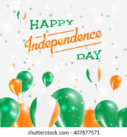 Ireland Independence Day Patriotic Design. Balloons in Irish National Colors. Happy Independence Day Ireland Vector Greeting Card.