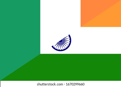 ireland and india flags. vector background