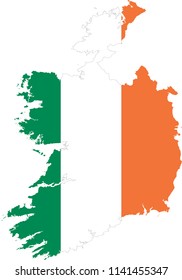 Ireland Irish Flag Map Shaped Illustration 