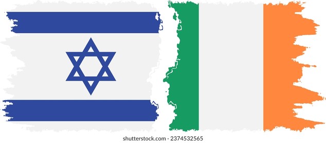 Ireland and Israel grunge flags connection, vector