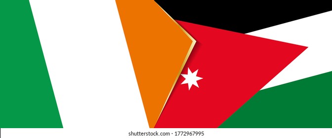 Ireland and Jordan flags, two vector flags symbol of relationship or confrontation.
