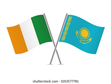 Ireland and Kazakhstan flags. Vector illustration.