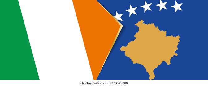 Ireland and Kosovo flags, two vector flags symbol of relationship or confrontation.