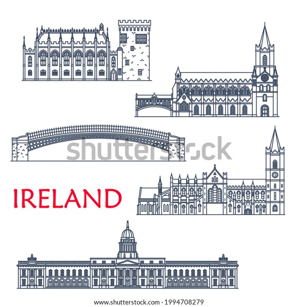 Ireland Landmarks Architecture Dublin Buildings Travel Stock Vector ...