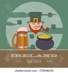 Ireland landmarks. Retro styled image. Vector illustration