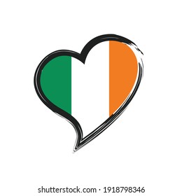 Ireland love heart grunge icon isolated on white background. Love Ireland flag. Travel Ireland. Vector stock