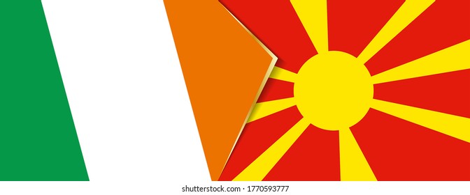 Ireland and Macedonia flags, two vector flags symbol of relationship or confrontation.