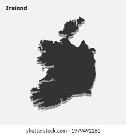 Ireland map 3d silhouette. Vector illustration.