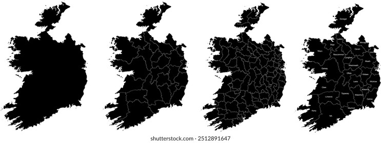 IRELAND MAP with its administrative divisions and regions