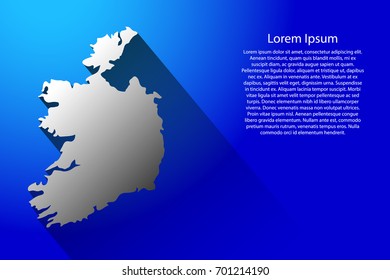 Ireland map of Australia with long shadow on blue background of vector illustration