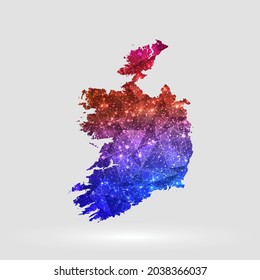 Irland Karte Hintergrund im polygonalen Stil. Vektorgrafik Low-Poly-bunter Irland Karte von einzeln. Vektor EPS10.