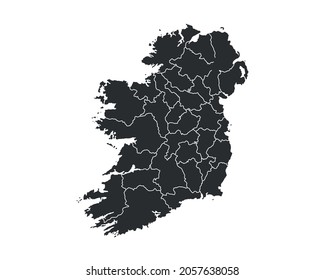 Ireland map background with provinces. Ireland map isolated on white background. Vector illustration