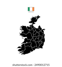 mapa de irlanda fondo con estados. mapa de irlanda aislado sobre fondo blanco. Mapa de Ilustración vectorial Europa