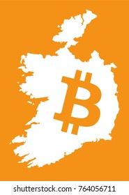 Ireland map with bitcoin crypto currency symbol illustration