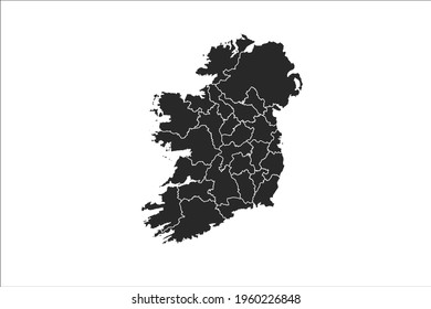 Ireland Map black Color on White Backgound