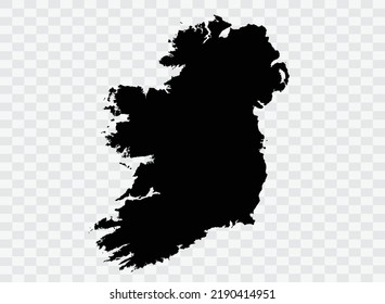 Ireland Map black Color on Backgound png  not divided into cities
