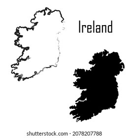 Ireland map black and white vector illustration. map black and white vector illustration.