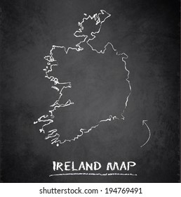 Ireland map blackboard chalkboard vector