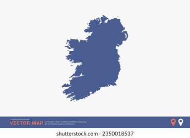 Ireland Map - blue abstract style isolated on white background for infographic, design vector.